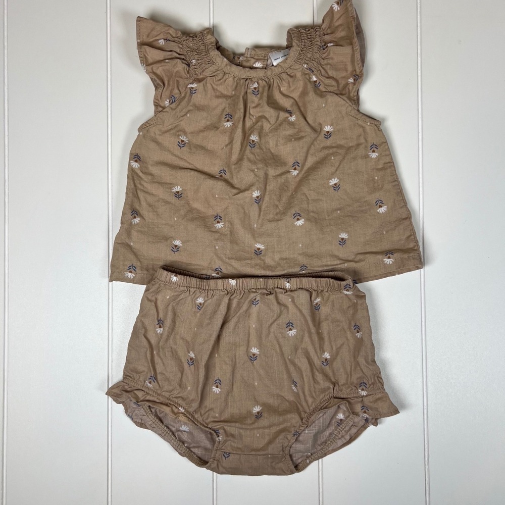 Carters Just One You Baby Girls Tan Floral Top and Bloomers Set 18M JOY114099